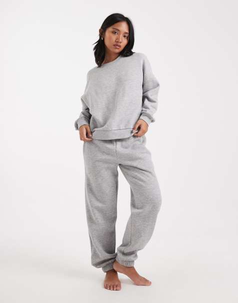 Vero Moda Petite oversized sweatshirt and jogger co-ord in light grey - view 1