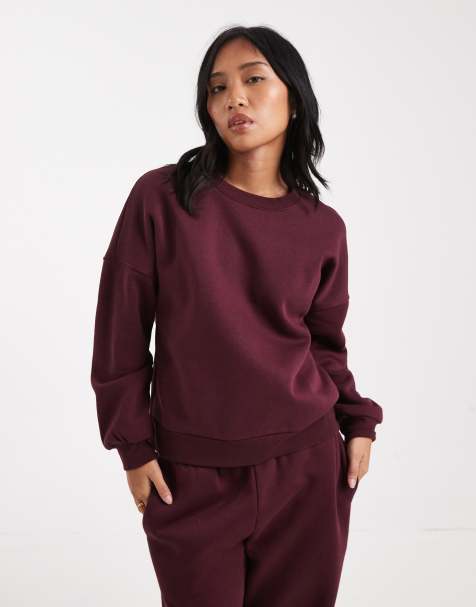 Vero Moda Petite oversized sweatshirt co-ord in burgundy - view 1