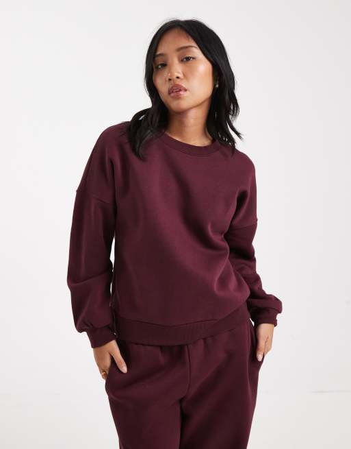 Vero Moda Petite oversized sweatshirt in burgundy (part of a set)