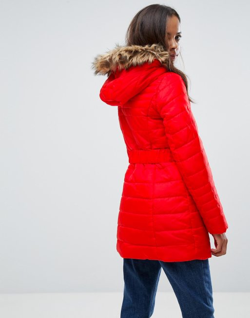 Vero moda padded parka deals with faux fur hood