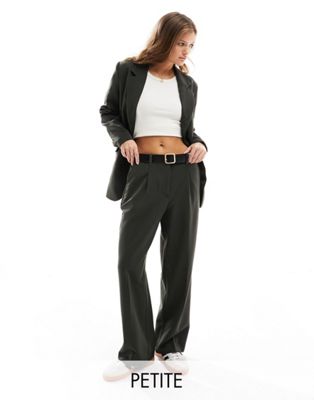 Vero Moda Petite tailored wide leg trouser co-ord in khaki - ASOS Price Checker