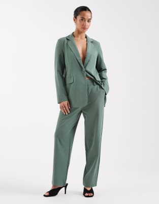 Pantalon d'ensemble élégant coupe droite - Vert 32