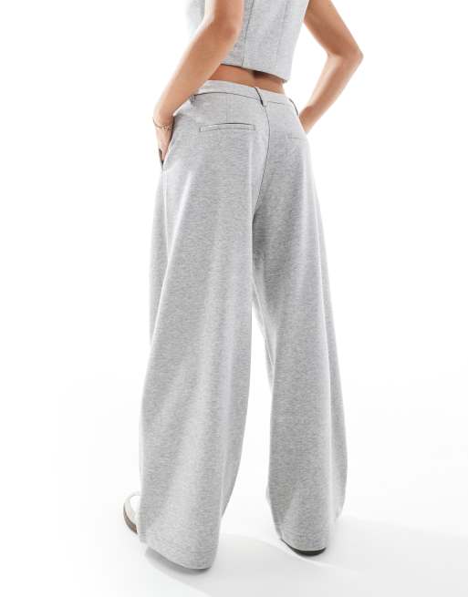 Vero Moda Petite - Pantalon d'ensemble large en jersey - Gris clair chiné, 3 de 5