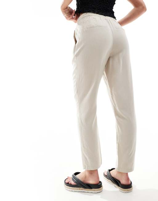 Vero Moda Petite - Pantalon fuselé en lin mélangé - Taupe, 2 de 5