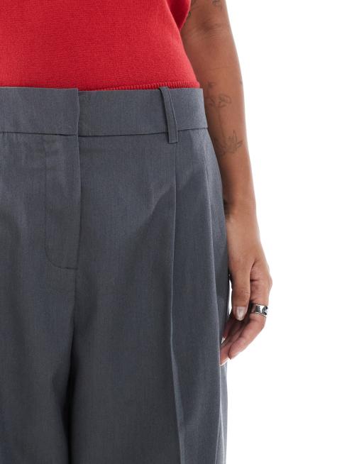 Vero Moda Petite - Pantaloni dad fit sartoriali grigio medio, 5 di 5