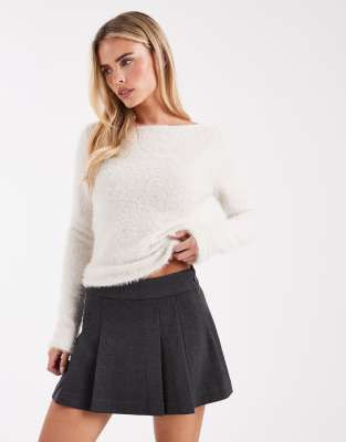 Vero Moda Petite Pleated Mini Skirt In Gray