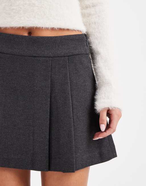 Vero Moda Petite pleated mini skirt in grey melange, 5 of 5