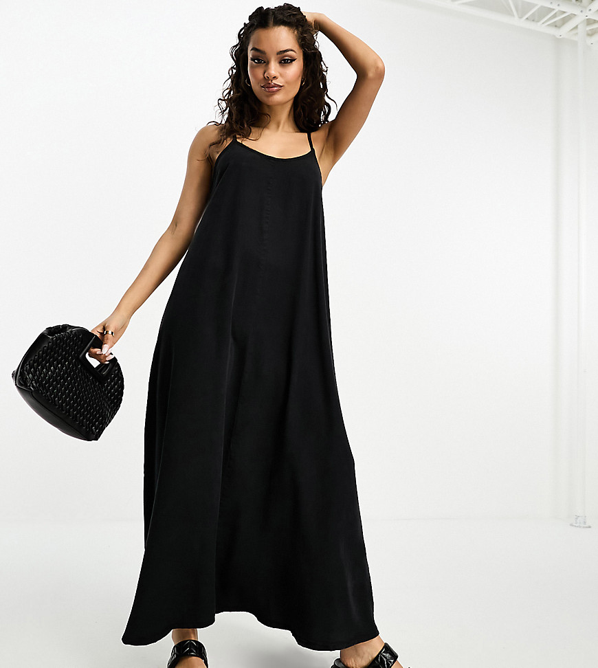 Vero Moda Petite premium super soft cami maxi dress in black