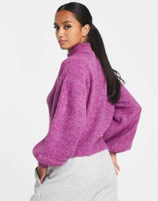 purple puff sleeve jumper