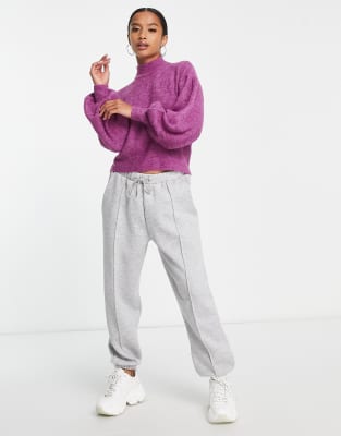 purple puff sleeve jumper