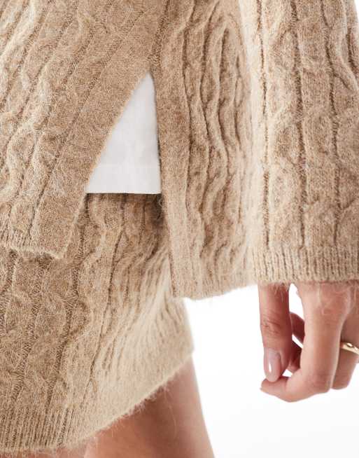 Vero Moda Petite - Pull d'ensemble souple en maille torsadée - Camel, 4 de 4