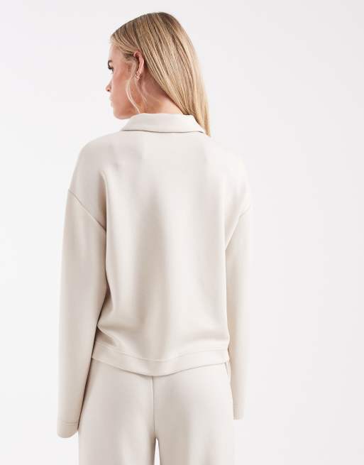 Vero Moda Petite - Pull molletonné d'ensemble ultra doux à col polo - Crème, 4 de 4