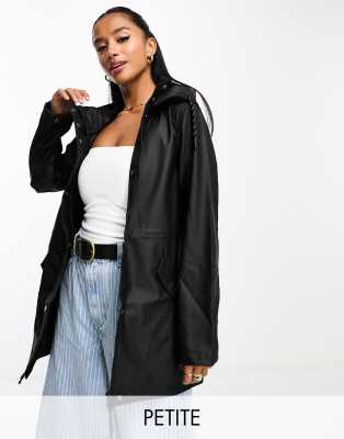 Vero Moda Petite Vero Moda Petite raincoat with hood in black