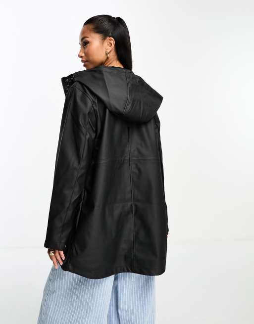 Vero Moda Petite raincoat with hood in black ASOS