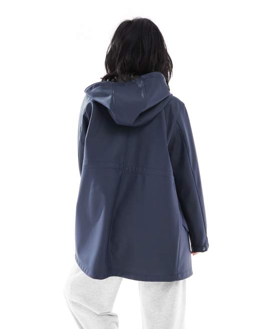 Vero Moda Petite raincoat with hood in navy, 3 of 4