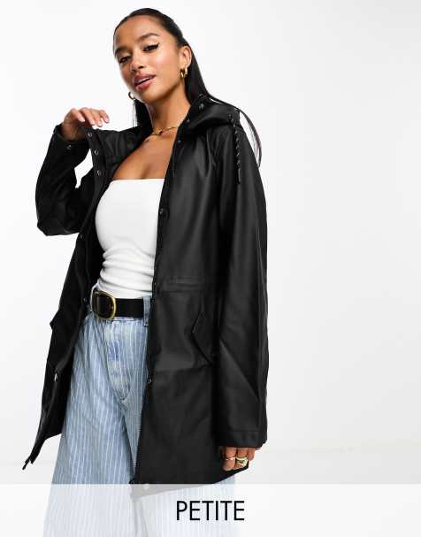 Vero Moda Petite - Regenjas met capuchon in zwart - view 1