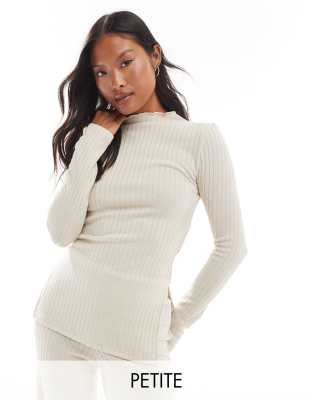 ribbed jersey longline top in stone - part of a set-Neutral