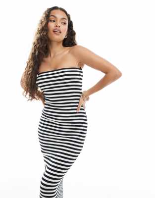 Vero Moda Petite Ribbed Jersey Strapless Maxi Dress