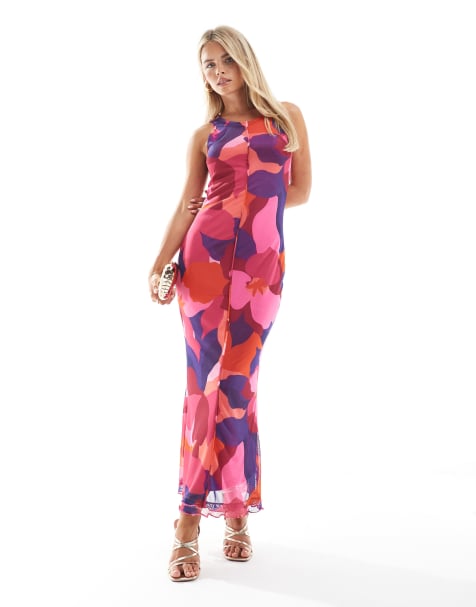 Vero Moda Petite - Ærmeløs kjole med sømdetaljer foran og abstrakt malet print i mesh - view 1