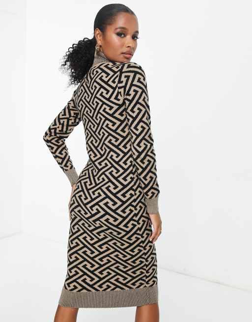 Vero Moda Petite - Robe mi-longue en maille à imprimé géométrique , 2 de 4