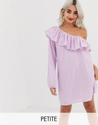 Vero Moda Petite – Rosa one shoulder-klänning i minimodell