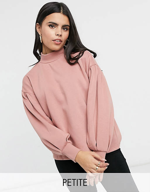 Vero Moda Petite – Rosa sweatshirt med högkrage