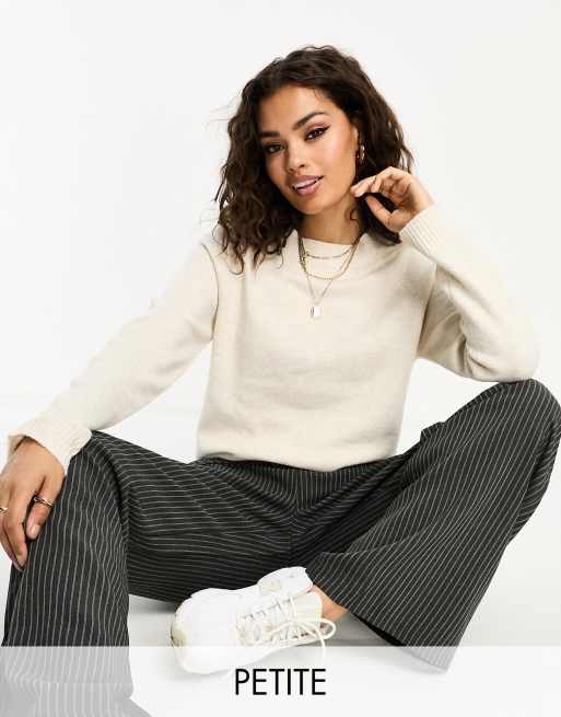 Vero Moda Petite round neck jumper in cream | ASOS