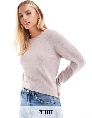 round neck knit sweater in blush melange-pink