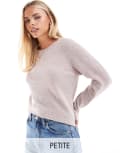 [Vero Moda Petite] Vero Moda Petite round neck knitted jumper in blush melange-Pink XL Light pink
