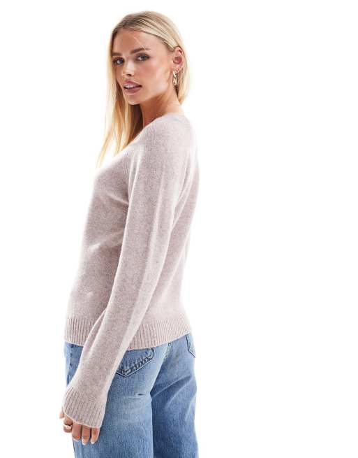 Vero Moda Petite round neck knitted jumper in blush melange, 4 of 4