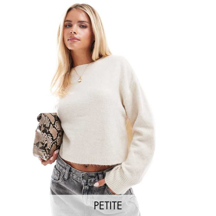 Vero Moda Petite round neck knitted jumper in cream ASOS