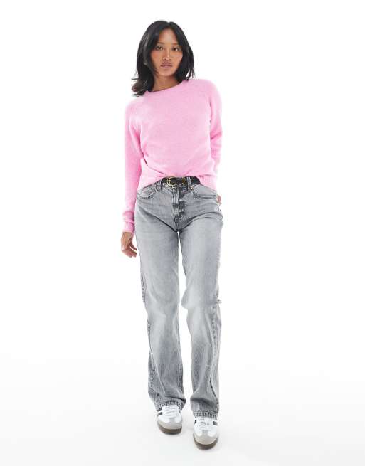 Vero Moda Petite round neck knitted jumper in fuschia pink, 4 of 4