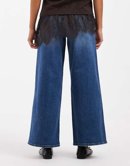 Vero Moda Petite Sandie mid rise wide leg stretch jeans in medium blue denim, 3 of 5