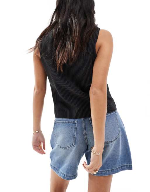 Vero Moda Petite - Short en jean coupe boyfriend - Bleu clair, 2 de 5