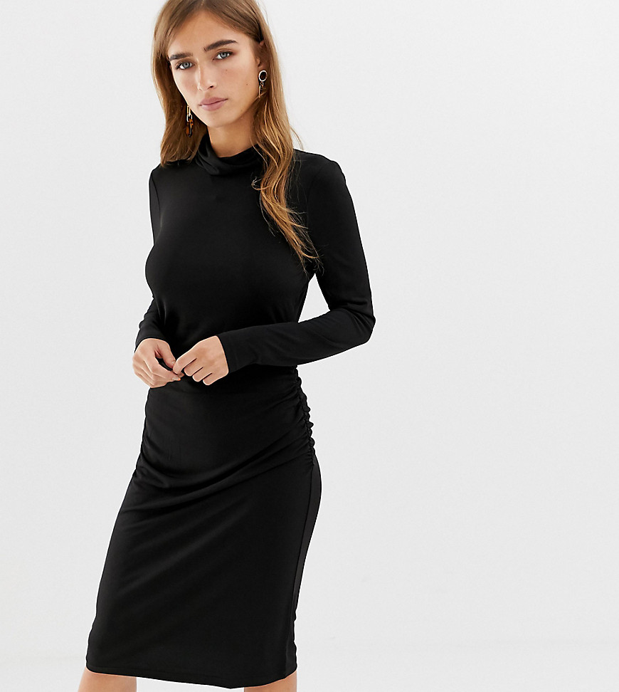 Vero Moda - Petite - Sierlijke bodycon-jurk met col in zwart