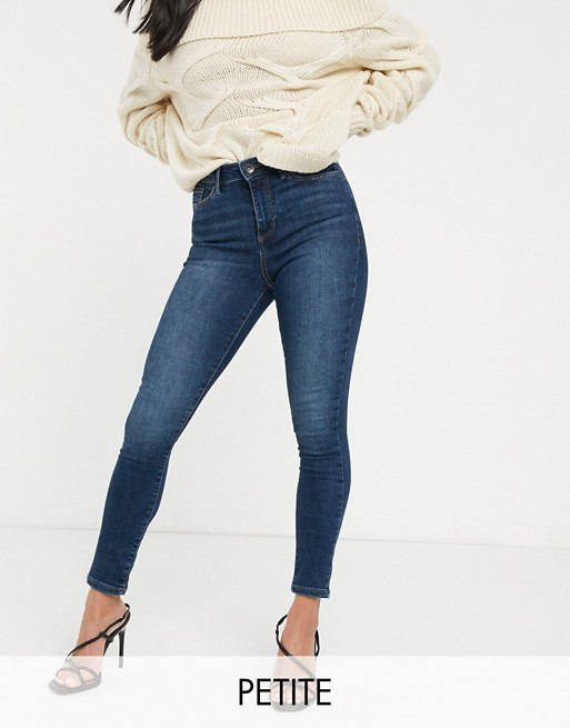 Vero Moda Petite skinny jeans with high waist in mid wash blue