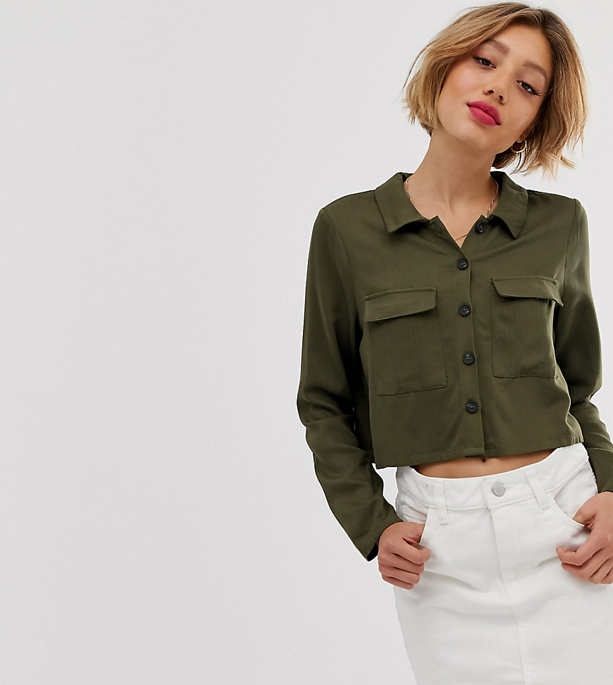 Vero Moda Petite – Skjorta med boxig passform-Grön