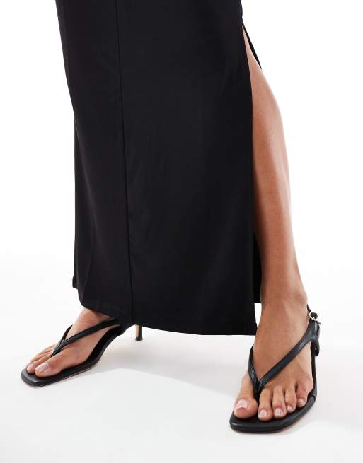 Vero Moda Petite slinky ruched front maxi skirt in black - part of a set, 2 of 5