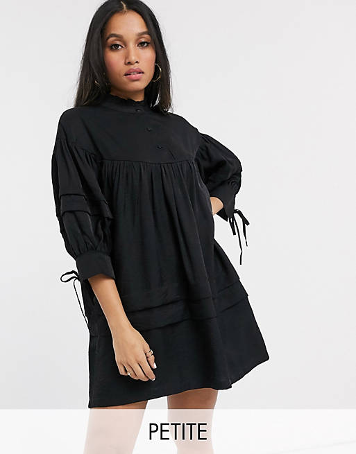 Vero Moda Petite smock dress with high neck in black | ASOS