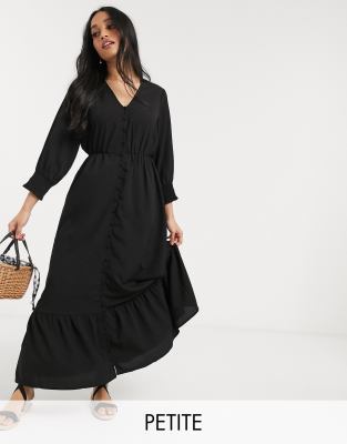 black smocked maxi dress