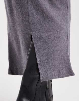 Vero Moda Petite Soft Touch Folded Waistband Midi Skirt Co-ord In Gray