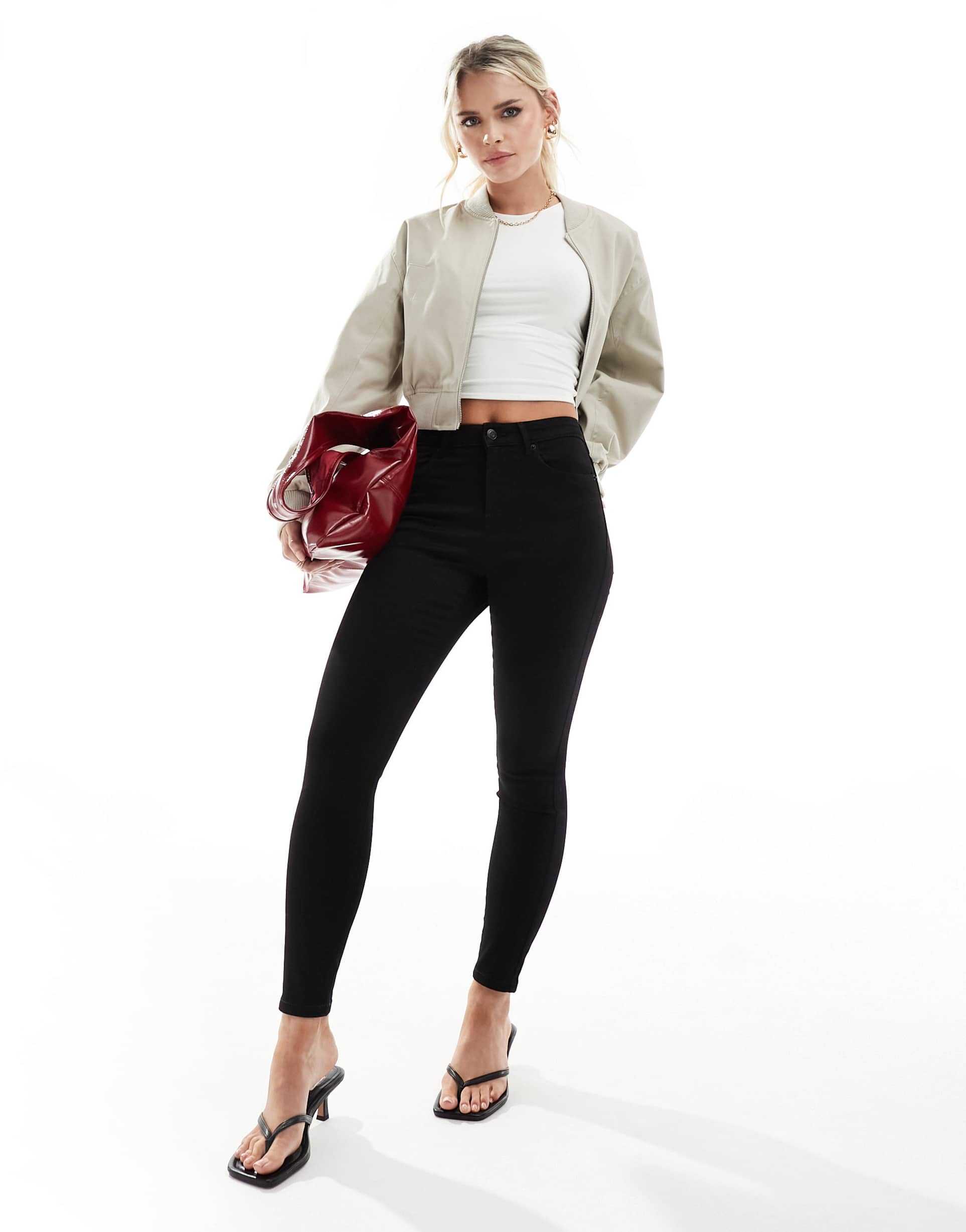 vero moda petite sophia skinny jeans in black