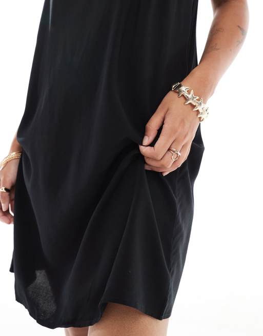 Vero Moda Petite - Sort cami-minikjole med firkantet hals, 3 af 4
