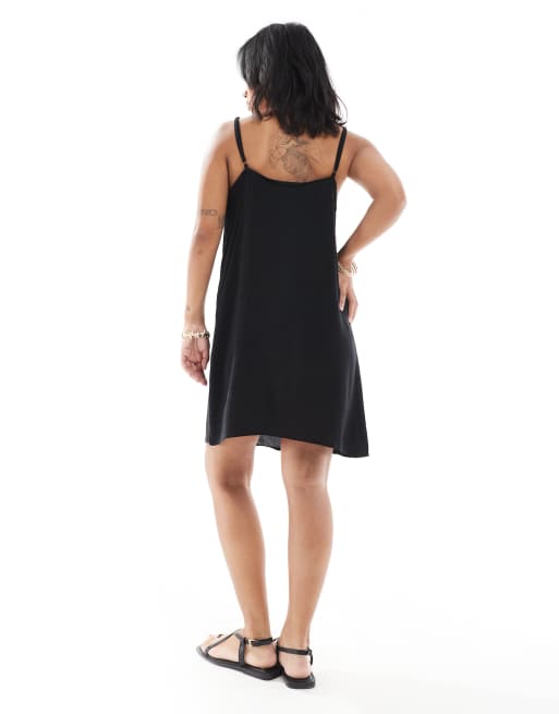 Vero Moda Petite - Sort cami-minikjole med firkantet hals, 4 af 4