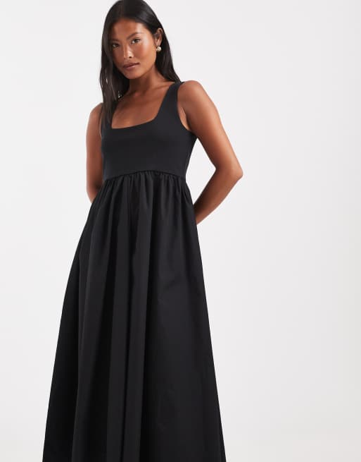 Vero Moda Petite - Sort ærmeløs midikjole med vævet skørt, 2 af 4