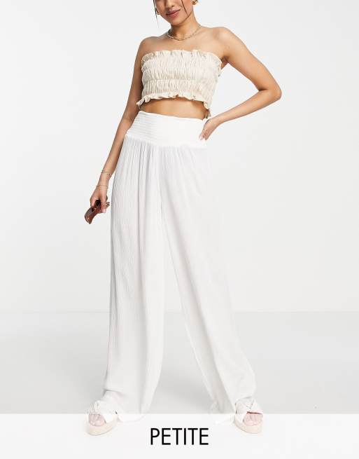 Vero Moda Petite – Strandhose in Weiß