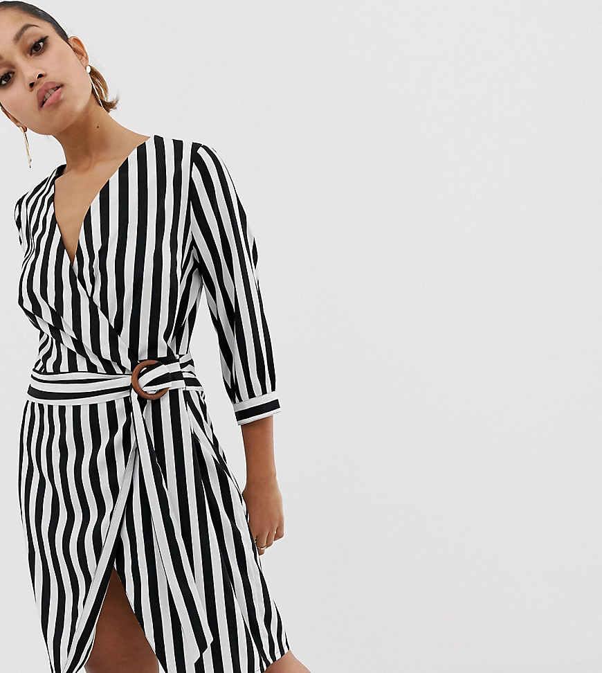 Vero Moda Petite stripe wrap dress-Multi