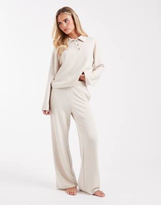 Vero Moda Petite Super Soft Tie Waist Wide Leg Sweatpants In White