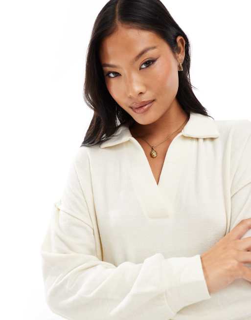 Vero Moda Petite supersoft polo neck ankle dress in cream melange, 2 of 4