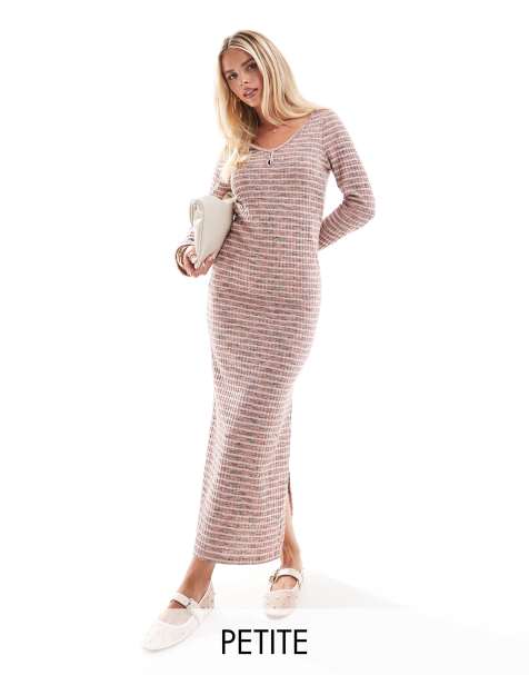 Vero Moda Petite supersoft ribbed maxi dress in space dye stripe - view 1